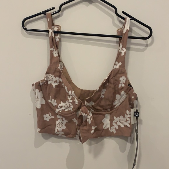 For Love & Lemons Floral Bustier Crop Top L - Picture 2 of 5